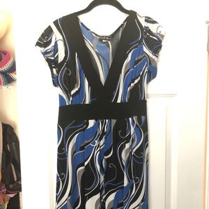 Blue, black and white dress. Size 1X